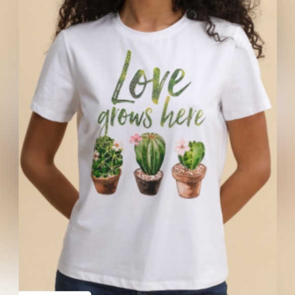 ATTRAIT PARIS NWT Printed cotton t-shirt with "Fun, hot, sunny" Size: L/XL - Picture 5 of 6